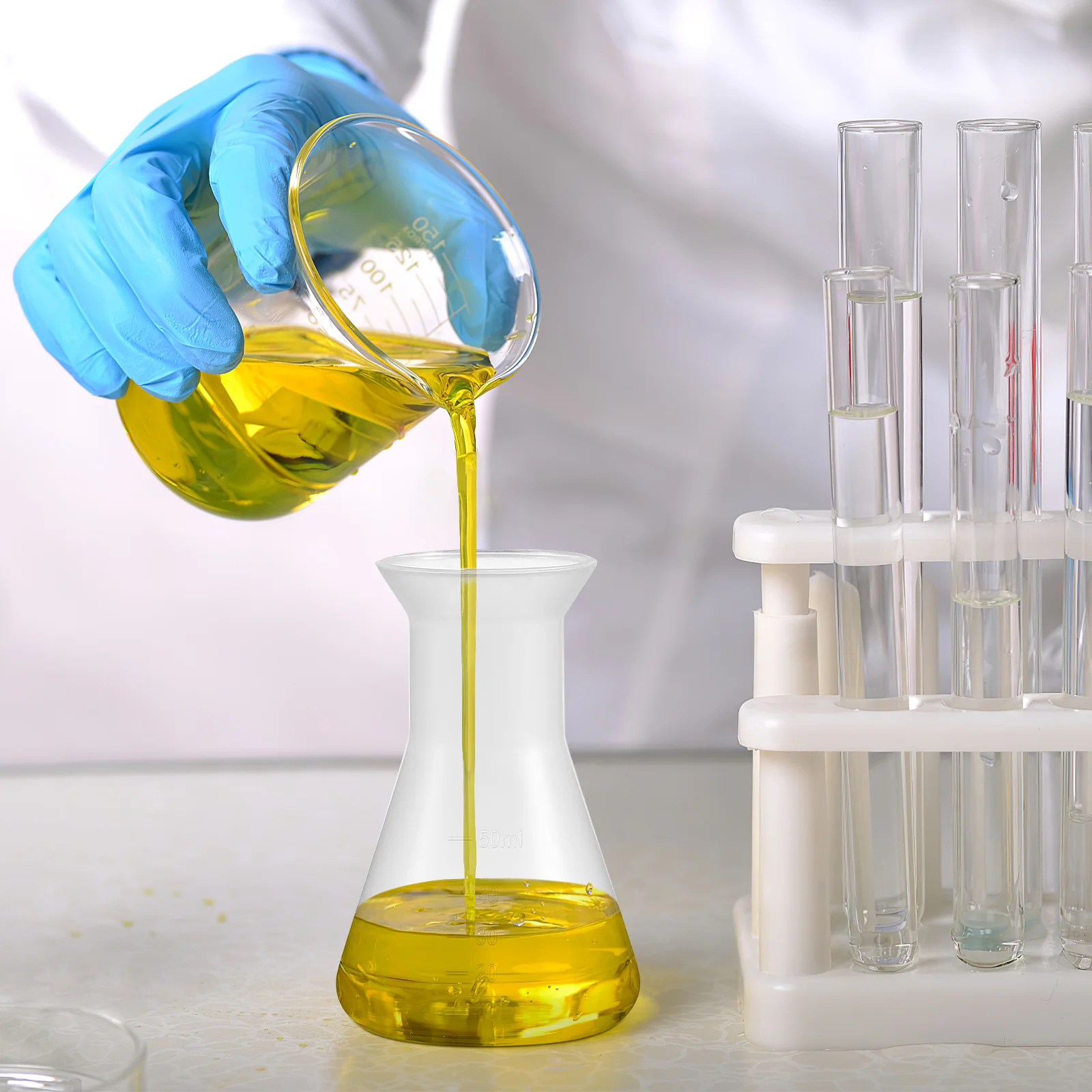 5Pcs Plastic Conical Flasks Clear Measuring Bottles Stable Base Smooth Tools for Chemistry Experiment