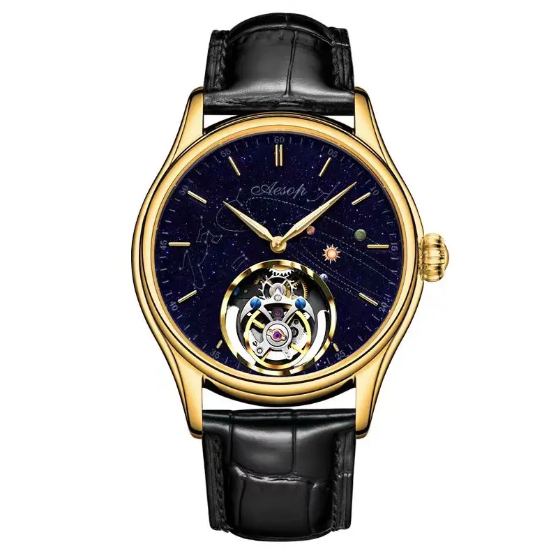 Aesop authentic manual tourbillon star mechanical watch fashion brand men's watch 7049