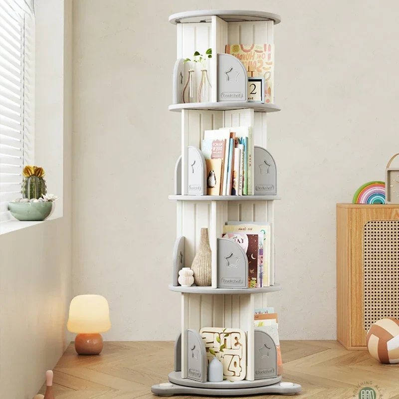 Rotating bookshelf, 360 degree bookshelf, children's floor standing small picture book rack, movable