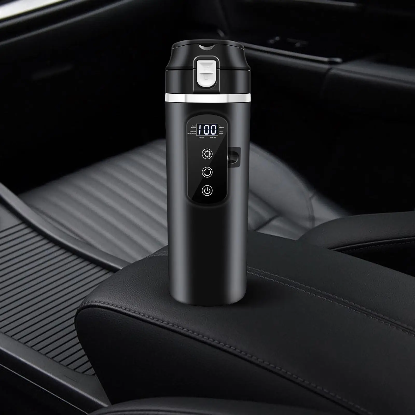 Car Kettle Boiler Temperature Display Touch Enabled Intelligent Car Heated Mug Smart Heating Car Cup for School Camping Work