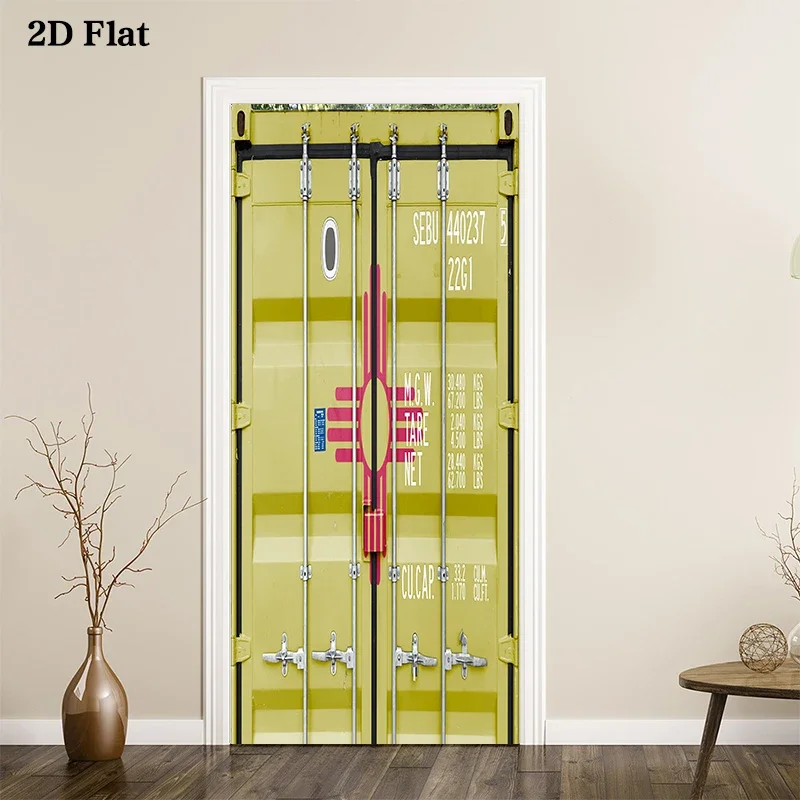 Vintage Shipping Container Door Sticker Waterproof Full Door Covered Wallpaper Self-adhesive Sticker for Wall Decals Home Decor