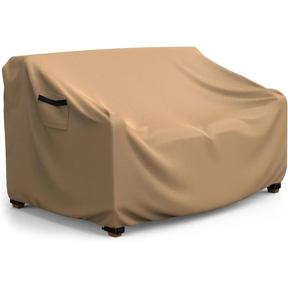 

Heavy-Duty Outdoor Sofa Cover - Waterproof 2-Seat Couch Cover with Air Vents and Handles, 60L x 42D x 30H, Brown