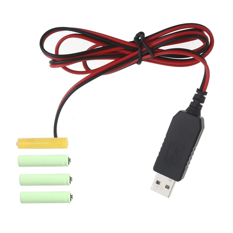 AAA Battery Eliminators USB Power Supply Cable Replace 4x 1.5V LR03 AAA Batteries for Radio Electric Toy Clock LED Light 896C