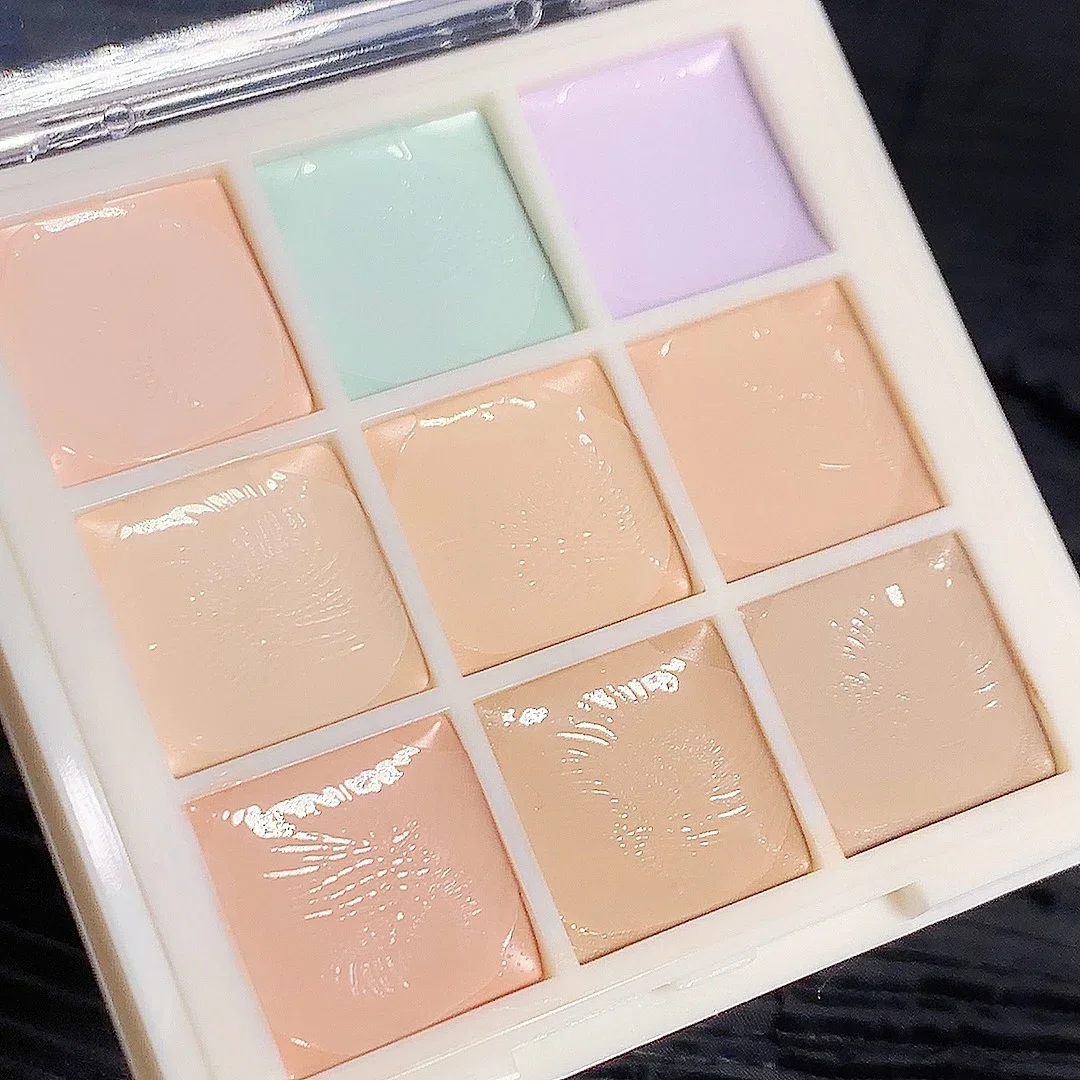 9-Color Flawless Concealer Palette - Waterproof, Sweatproof, Full Coverage - Corrects Spots, Acne, Dark Circles, Tear Grooves