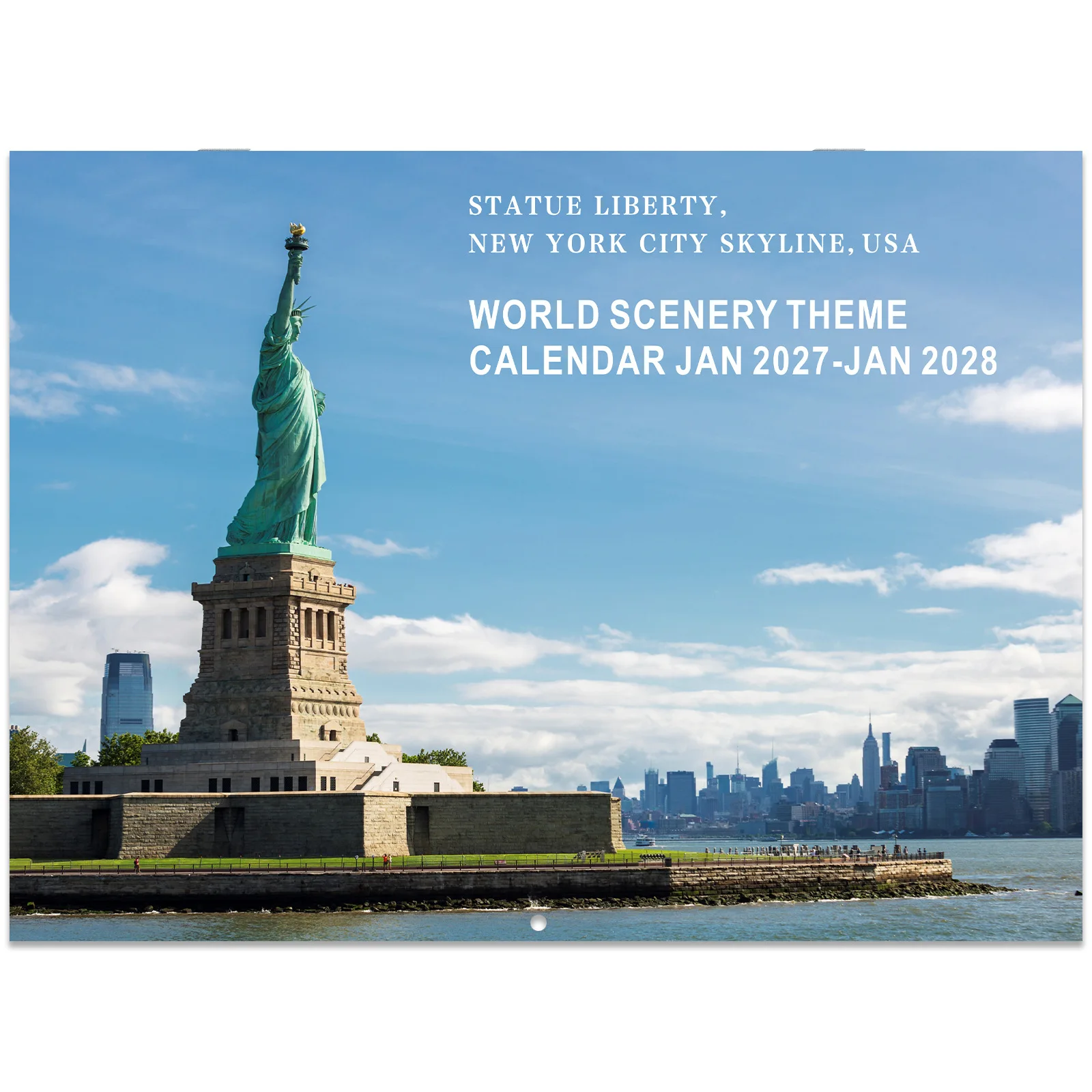 2027-2028 Wall Calendar with Holidays Moon Phases 13 Months World Travel Photos Large Monthly Planner for Planning