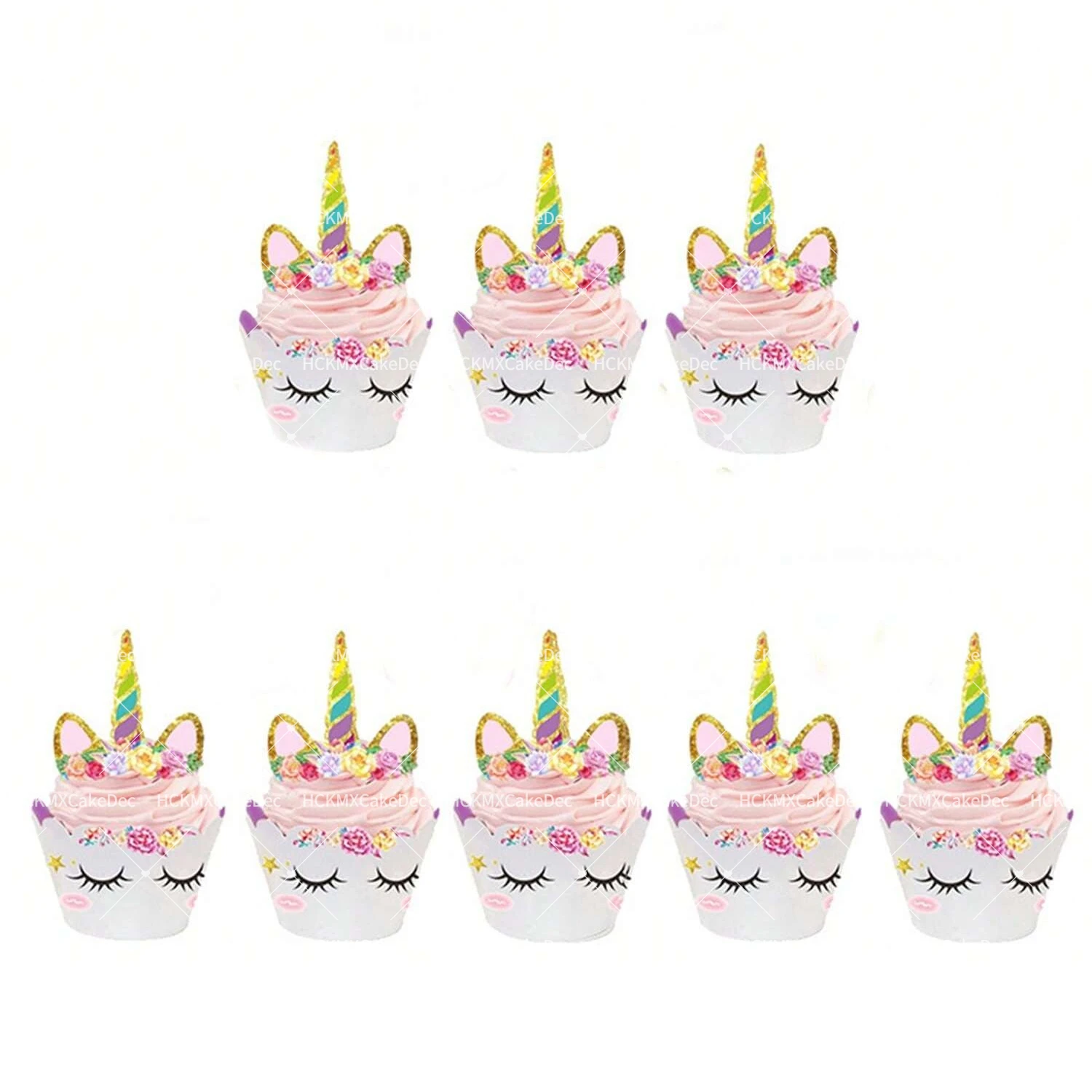 24 Stück Regenbogen Einhorn Cupcake Topper Wrapper Kuchen Topper Einhorn Thema Mädchen Geburtstag Party Kuchen Dekor Einhorn Party Supplies – Detail 3