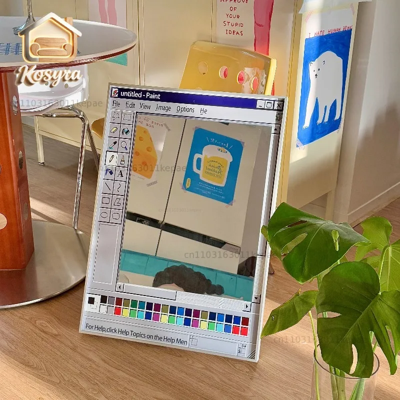 Artistic Mirror, Trendy Vintage Makeup Mirror, Decorative Piece for Living Room Tabletop, MS Paint Mirror