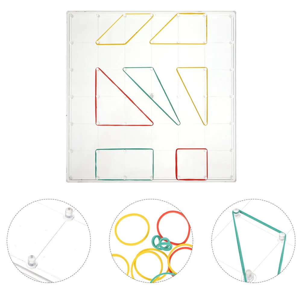 Geometry Boards with 30 Rubber Bands Per Set Plastic Geoboards for Kids Learning Shapes Triangles Squares Math Teaching