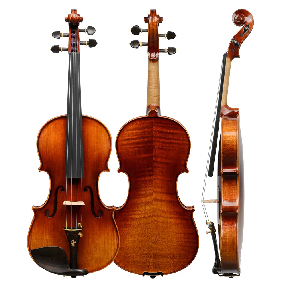 CHRISTINA Purely Handmade Violin V06C Red Gradient Solid Spruce Two-piece Flame Maple Back Ebony Fittings 4/4-1/8 Size Available