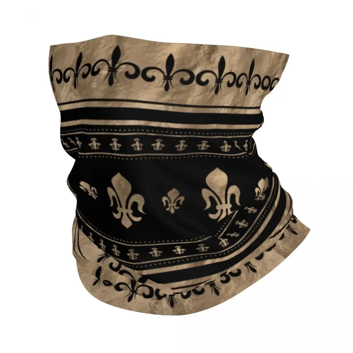 Polaina De lujo Fleur De Lis negra y dorada para mujer y hombre, pañuelo a prueba De viento con flor De lirio para invierno, pañuelo Fleur-De-Lys para esquí