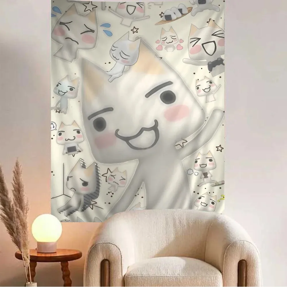 VIKAMA Inoue Toro Cute Cat Hippie-Style Wall Hanging Rug Living Room Home Dorm Decor Art Home Decor Piece