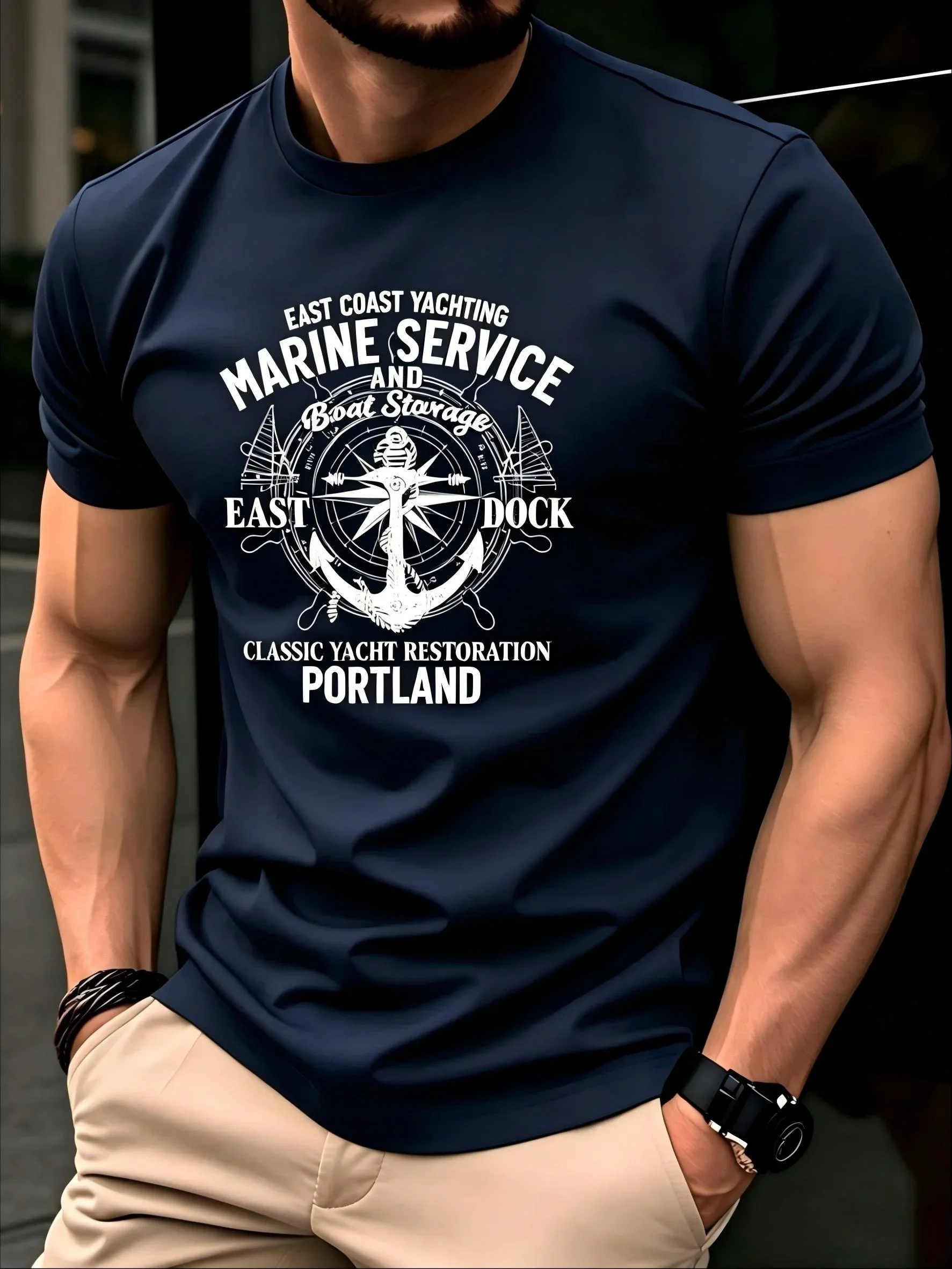 100% pure cotton new summer men's and women's short sleeved T-shirt with ocean pattern print, comfortable and soft fabric