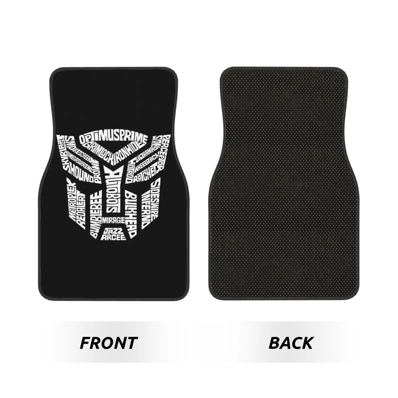 White Transformer Autobots Film Car Print Car Floor Mats Durable Car Carpet Mat 4pcs with Anti-Slip Backing Fit for SUV Trucks