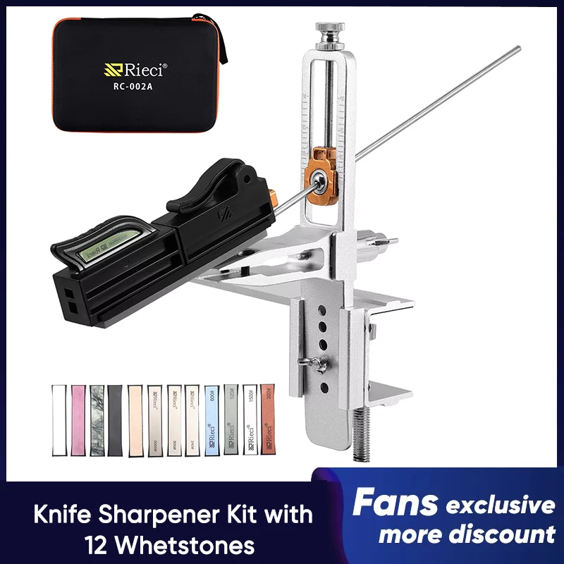 

Fixed Angle Sharpening Kit with 12 Whetstones Precisely Controlled Angle 15-30° Professional Knife Sharpener System with Base