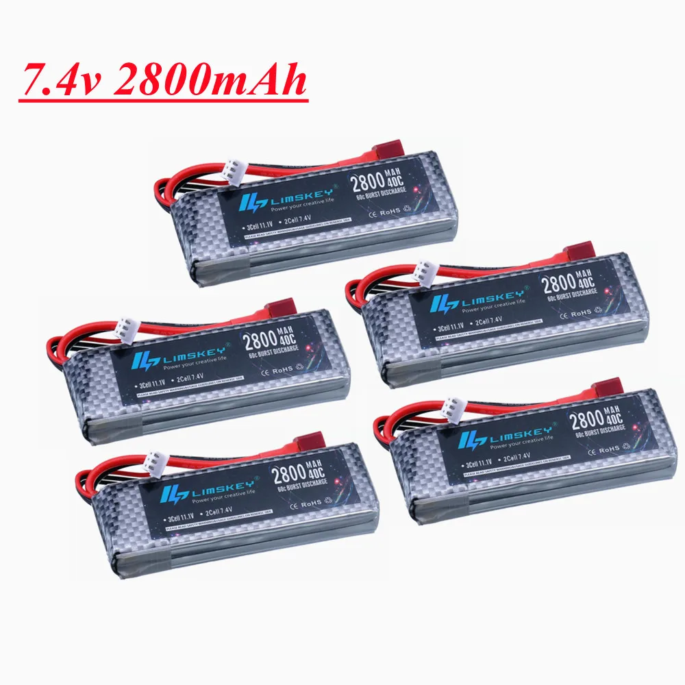 7.4v 2800mAh Lipo battery for Wltoys 144001 124018 RC Off-road Crawler car 2s lithium battery 7.4v RC Drone Battery T Plug