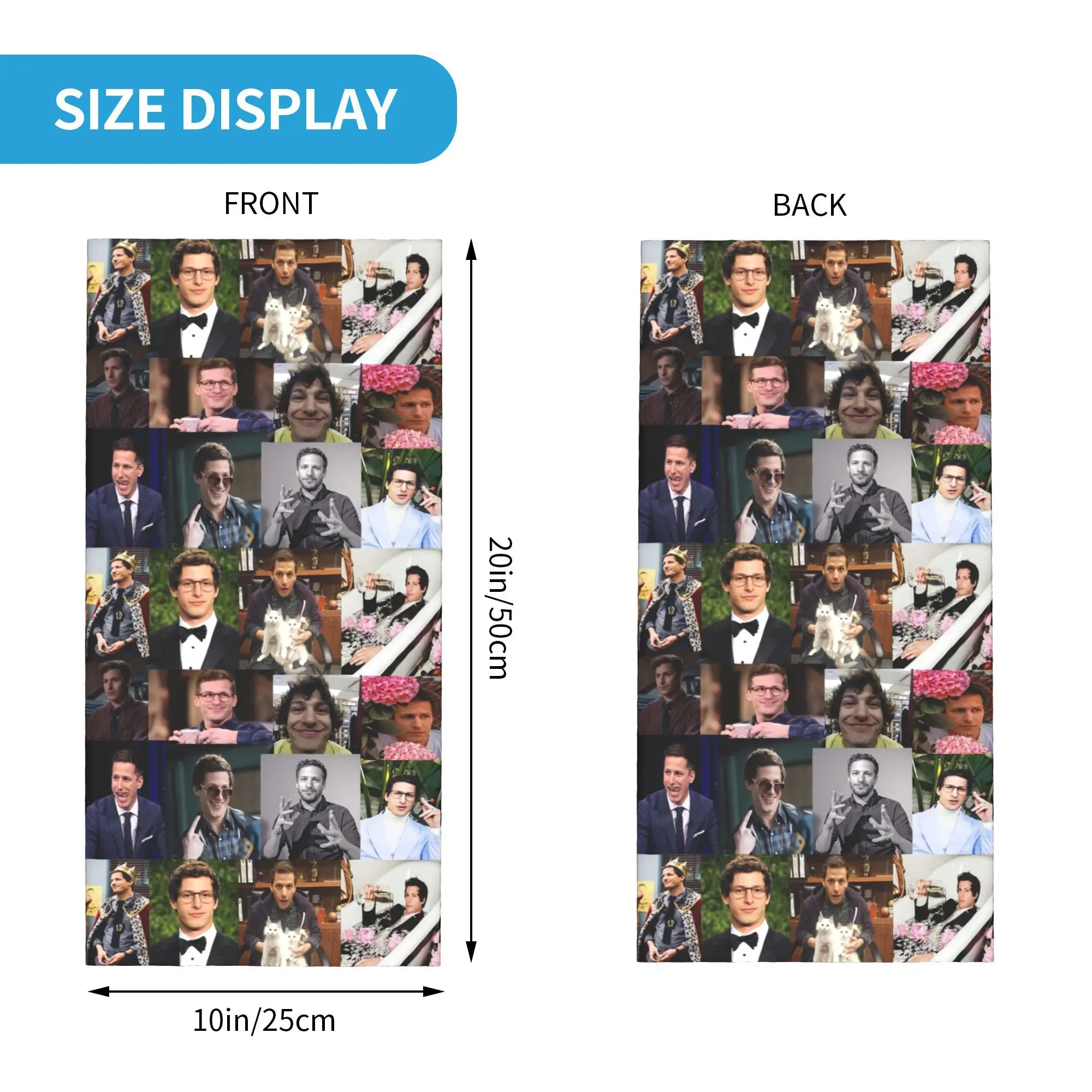 Andy Samberg (Jake peralta) pic 콜라주 Bandana Neck Gaiter 프린트 페이스 스카프 사이클링 스카프 남성용 여성용 통기성