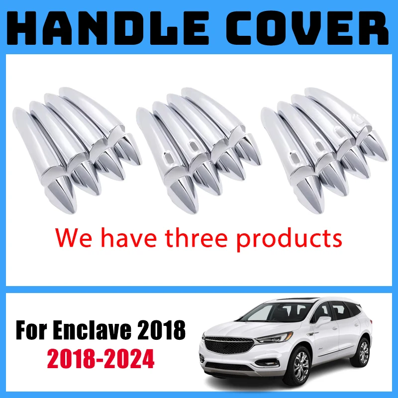 Door Handle Cover Trim Set For Buick Enclave 2018-2024 Luxurious Exterior Carbon Fiber Chrome Car Accessories Rustproof styling