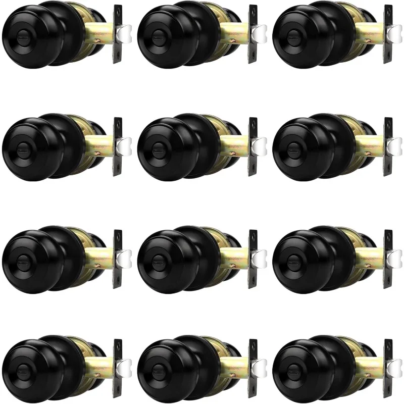 

Probrico Black Door Knobs, Interior Door Knobs with Round Ball Knob, Matte Black Privacy Door Knob for Bedroom Bathroom, 12 Pack