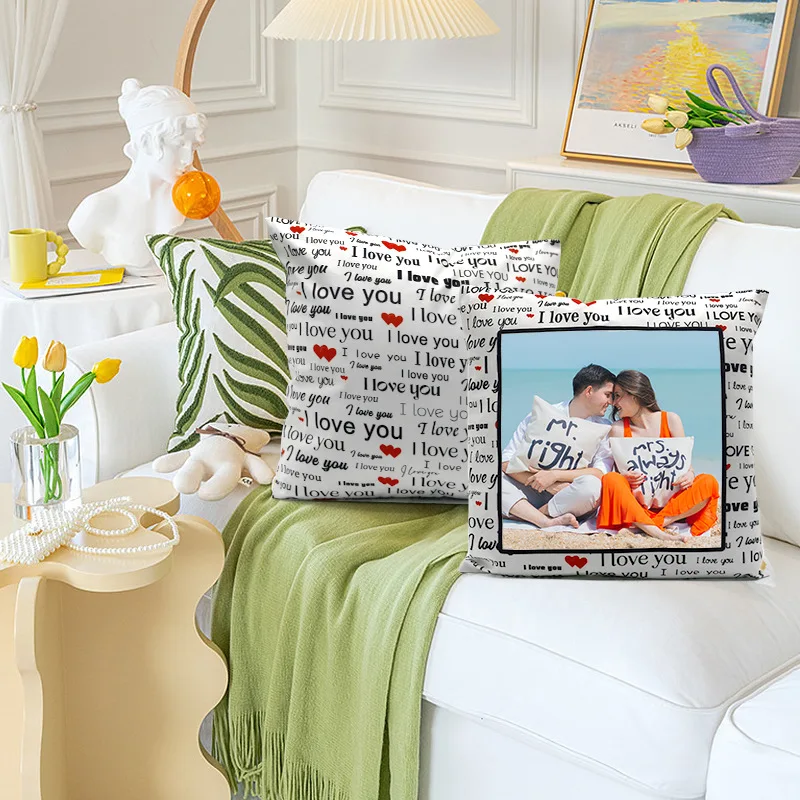 Free Shipping 10 Pcs/Lot Sublimation I love You Linen Throw Pillow Case For Family Couples Valentine's Gift