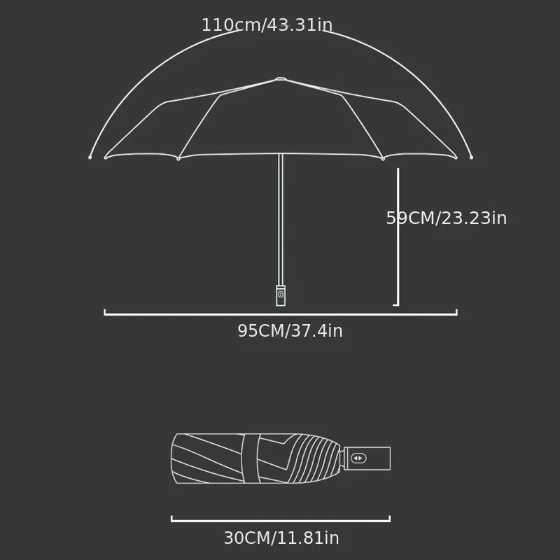 Fashion Windproof Light Folding Portable  Casual Waterproof Rotating Lock Vinyl Automatic Umbrella 파라솔