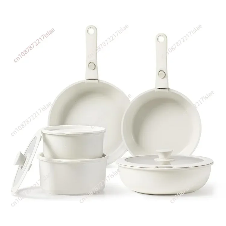 11pcs Pots and Pans Set, Nonstick Cookware Sets Detachable Handle, Induction RV Kitchen Set Removable Handle, Oven Safe