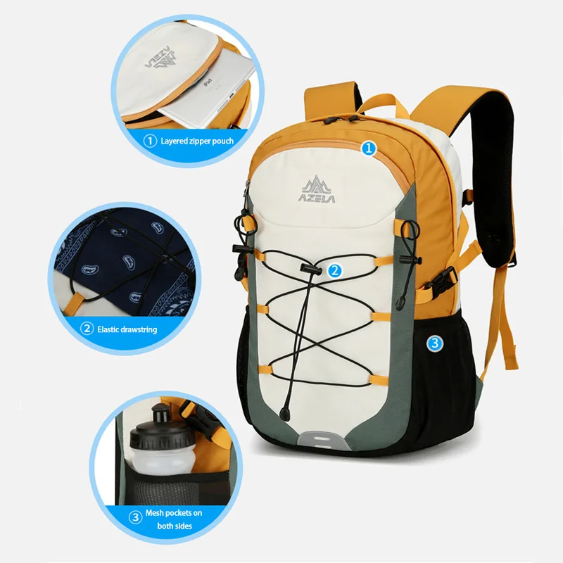 حقيبة ظهر للمشي لمسافات طويلة سعة 30 لترًا مع غطاء للمطر، حقيبة ظهر للسفر مقاومة للماء مع حجرة للكمبيوتر المحمول (تناسب الموديلات مقاس 15.6 بوصة) #4