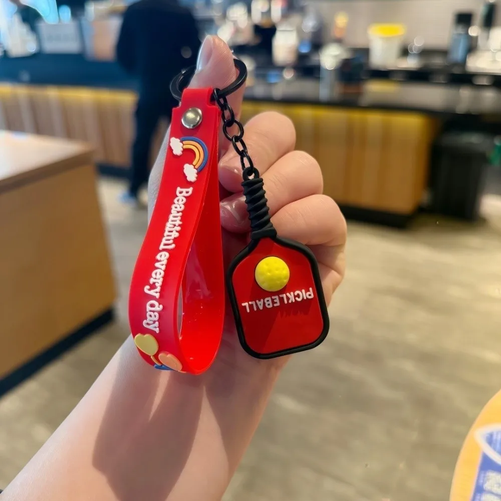 Creative Dopamine Pickleball Paddle Keychain Detachable with Buckle Pickleball Racket Key Ring Fitness Series Pendant Bag Charm