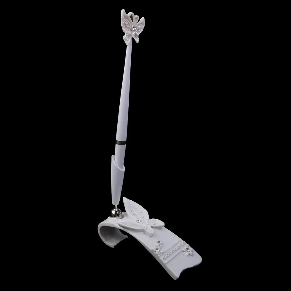 

Свадебная ручка для подписи, украшенная стразами, белый держатель для ручки из смолы, вращающийся на 360 градусов, аксессуар для гостевой книги на свадьбу, элегантный.