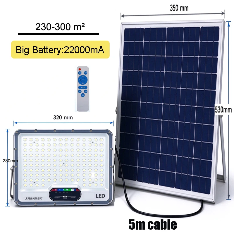 Split Solar Flood Light with Remote Control Solar Power Lighting for outdoor IP66 Waterproof Timing Street Door Lamp