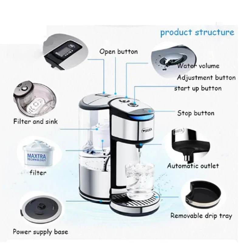 ห้องครัวหม้อกรองน้ําดื่มโดยตรงขวดน้ําเครื่องทําความร้อนในครัวเรือนเครื่องกรองน้ําอุปกรณ์ filtro de agua purificador de agua