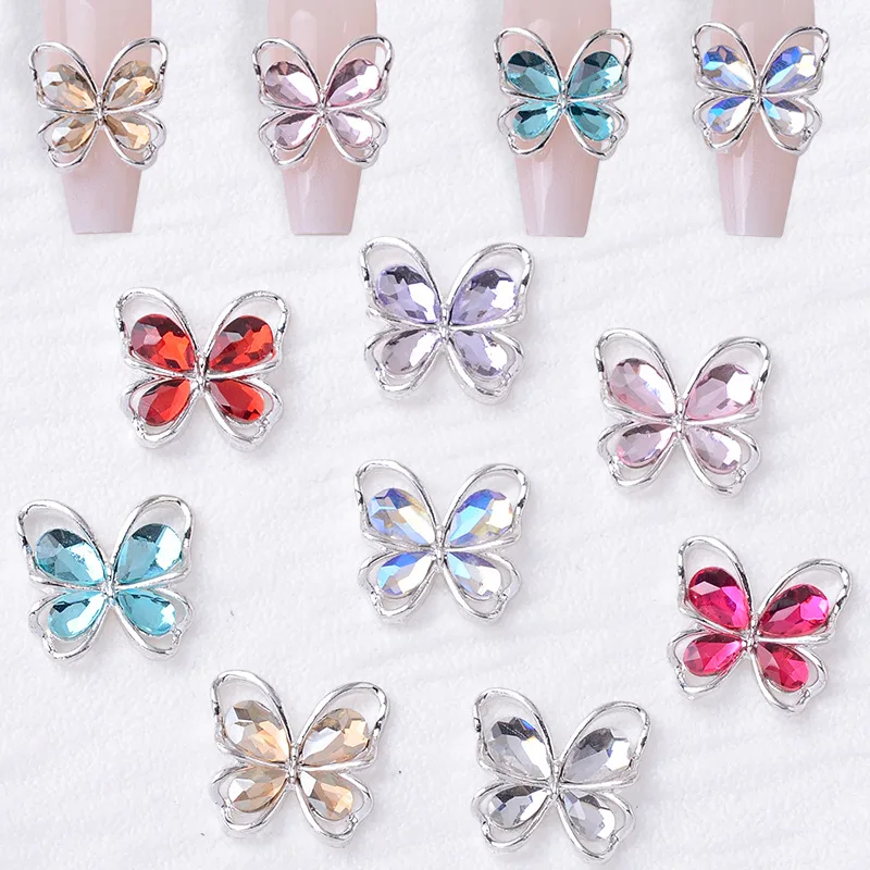 New Internet celebrity Aurora flash Symphony hollow crystal sweet three-dimensional DIY butterfly three-dimensional nail jewelry