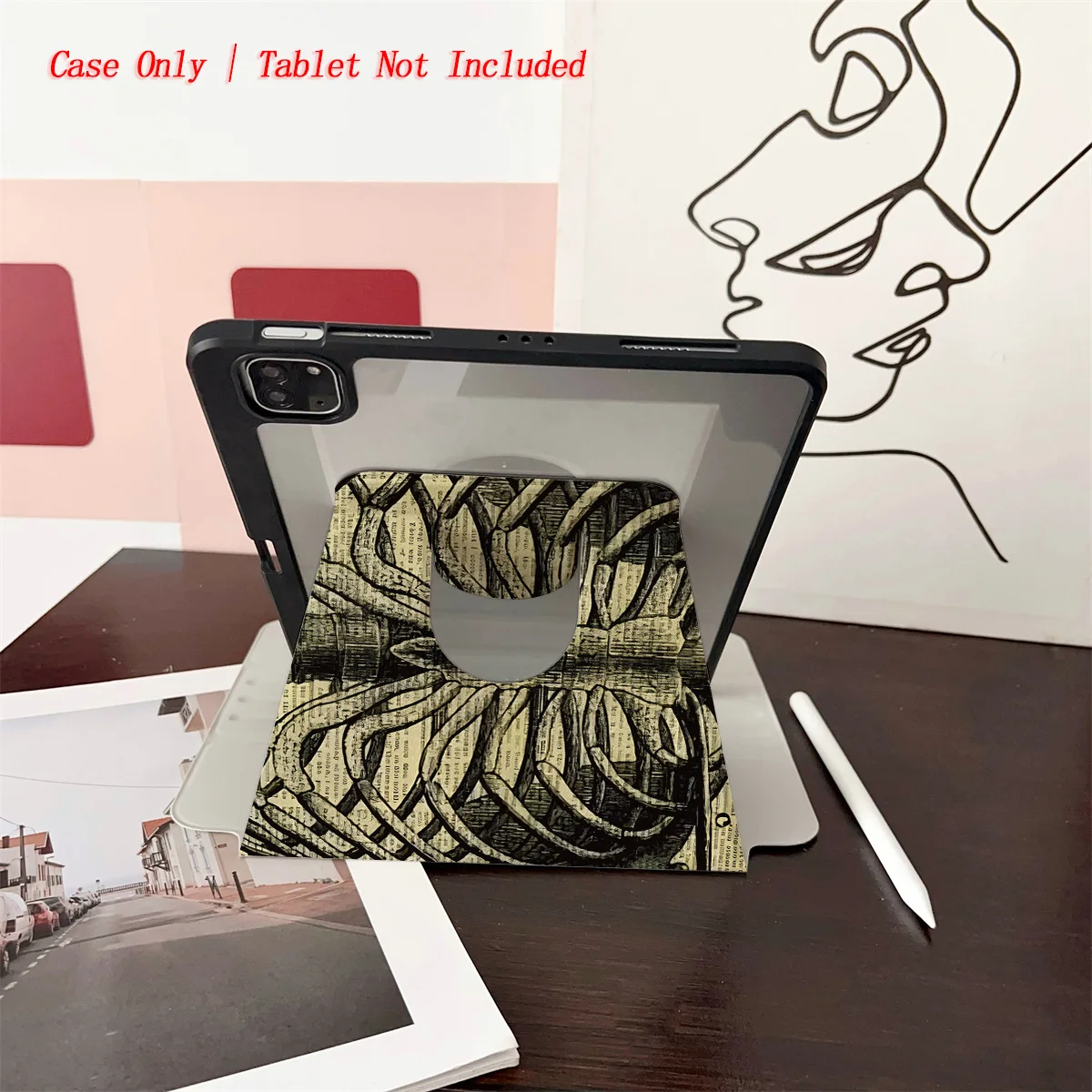حافظة iPad بنمط هيكل عظمي على الطراز القوطي البشري - 360 درجة °   واقي قابل للدوران وقابل للطي لأجهزة Apple اللوحية
