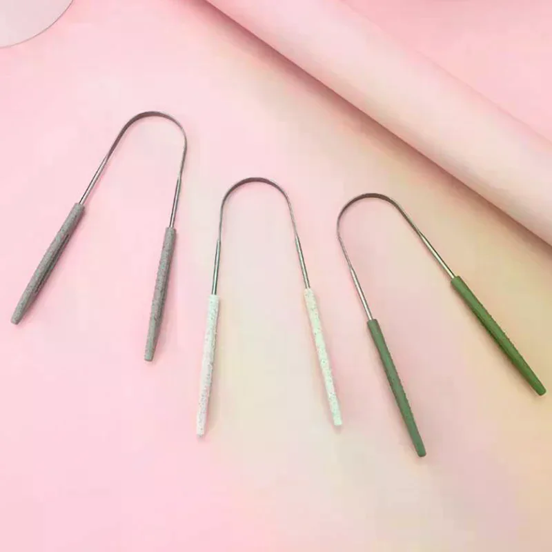 1PCS Stainless Steel Tongue Scraper Fresh Breath Cleaning Coated Tongue Toothbrush Oral Hygiene U-shaped Metal Tongue Scraper