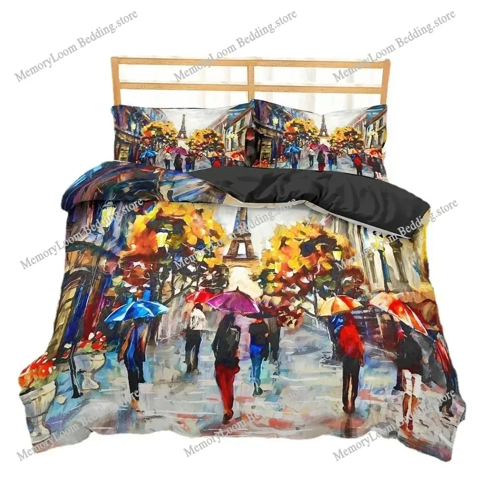 

Paris Eiffel Tower 3D Duvet Cover Bedding Set Comforter Linen Pillowcases Home Decor Single Double Home Textileextile