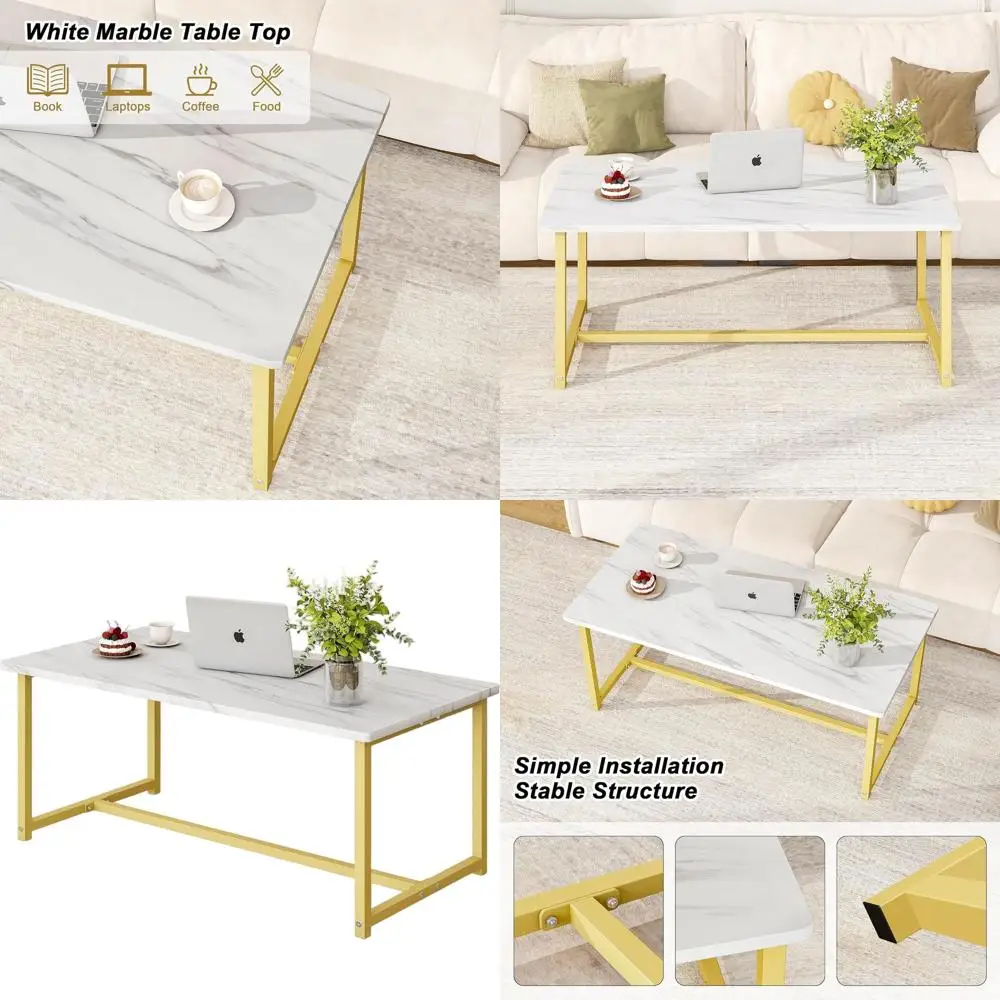 

Журнальный столик в индустриальном стиле для небольших помещений, белый, простая сборка, подходит для гостиной или офиса