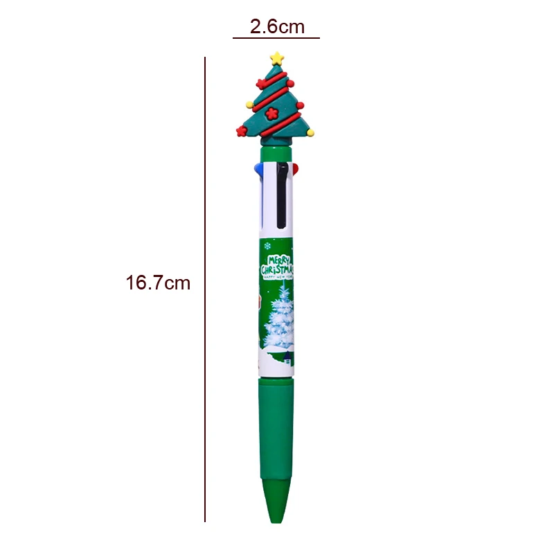 Cartoon Weihnachten Weihnachtsmann Schneemann Mehrfarbiger Kugelschreiber Kugelschreiber Bunte Nachfüllung Multifunktions-4 Farben in einem Briefpapier