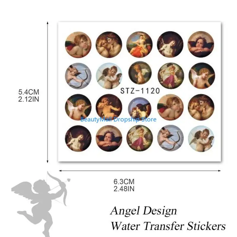 40 ملصقات فن الأظافر الملاك عن طريق الأظافر ديي نقل المياه