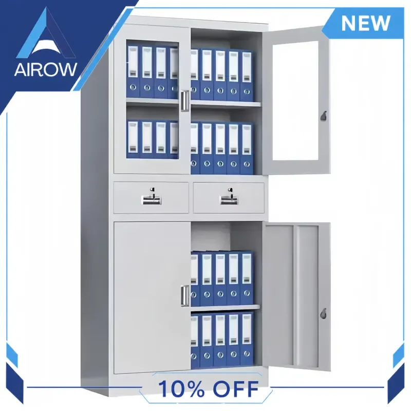for Steel Office Filing Cabinet 2 Drawer Glass Door Lockable Metal Storage Shelf A4 Document Organizer Home Business