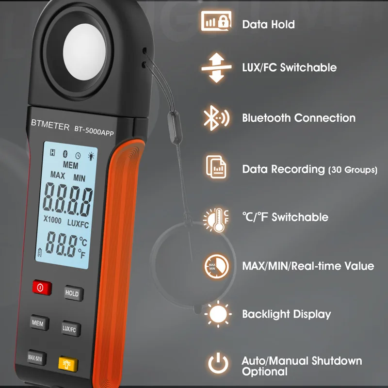 Illuminance Meter, Light Meter, for Lighting Design and Evaluation, High-precision Lumen Test, Illumination Meter, Light Meter