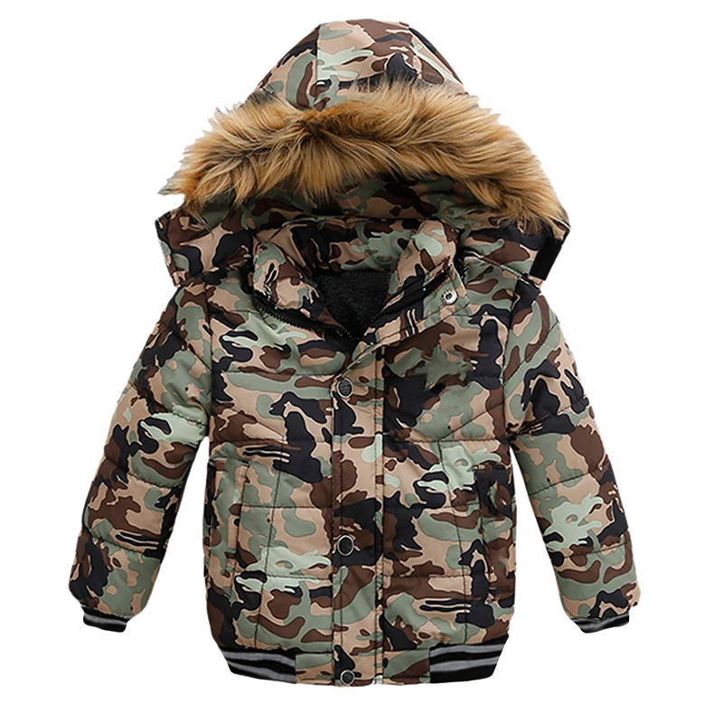 

2-6 Years Autumn Winter Boys Jacket Warm Fur Collar Fashion Baby Girls Coat Hooded Zipper Outerwear Birthday Gift Kids Clothes