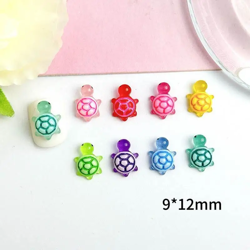 30PCS Creative Mini Turtle Nail Charms Cartoon Dopamine Colored Turtle Resin Nail Art Decorations DIY Phone Case Nails Cratfts