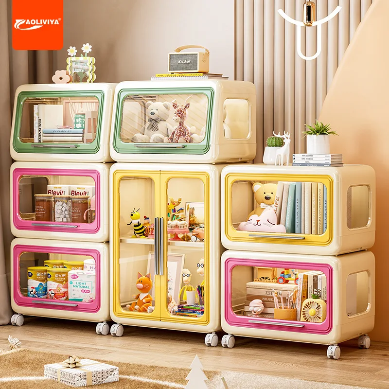 AOLIVIYA خزانة المنزل تخزين الكتب أشتات الغبار واقية متعددة الوظائف الرف لعبة التشطيب عجلة مختومة عربة #1