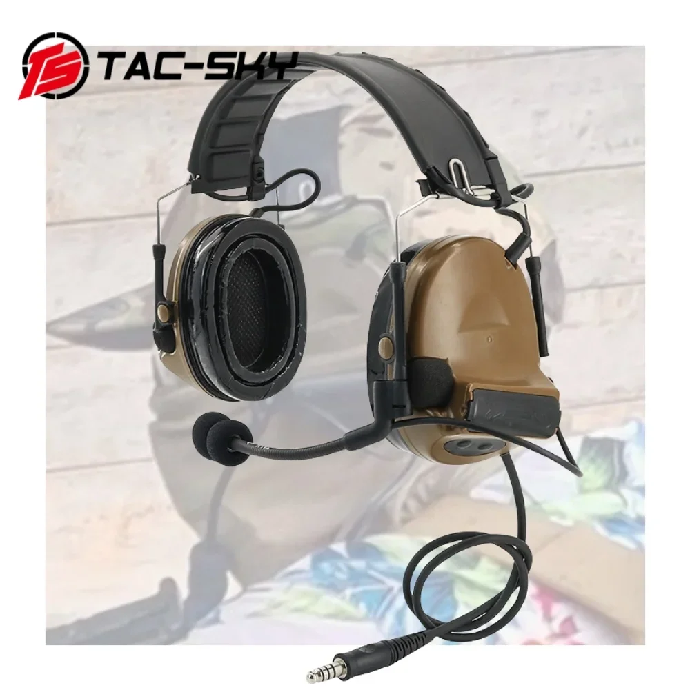 Imagem -06 - Tac-sky c2 Comtac ii Fone de Ouvido Tático com Adaptador U94 Ptt para Baofeng Uv5r Uv82 Walkie Talkie para Caça Airsoft Esportes ts