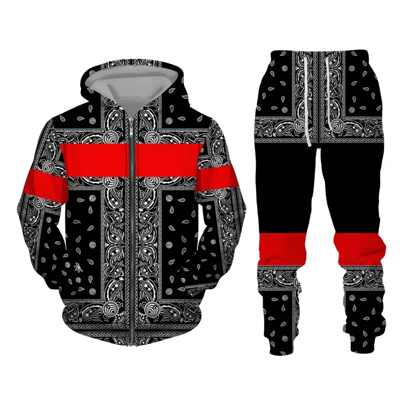 3D Print Zipper Hoodie + Pants Suit Cool Men/Women 2 Pcs Sportwear Tracksuit Set Autumn and Winter Men\'s Clothing High-quality