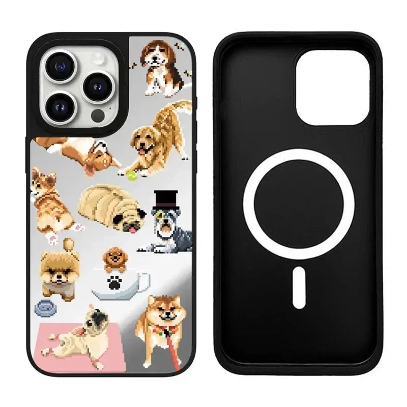 

Puppy Dog iPhone 11 12 13 14 15 16 Pro Max Mirror Surface MagSafe Case Cover Shell for IPhone 16 Pro Max