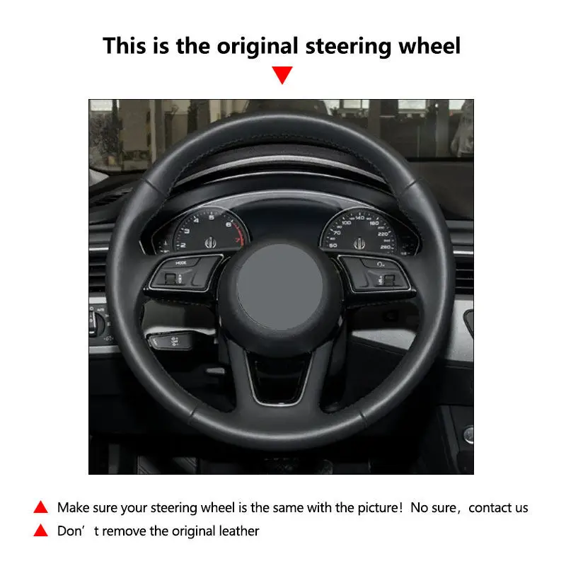 For Audi A1 8X A3 8V S3 A4 B9 S4 A5 S5 Q2 2016-2022 Perforate Leather Hand-stitched Car Interior Steering Wheel Cover Trim