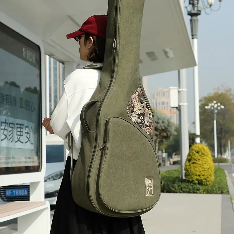 40/41 Inch Folk Guitar Bag Thickened Shoulders Portable Shockproof Durable Folk Guitar Backpack Musical Instrument Accessories