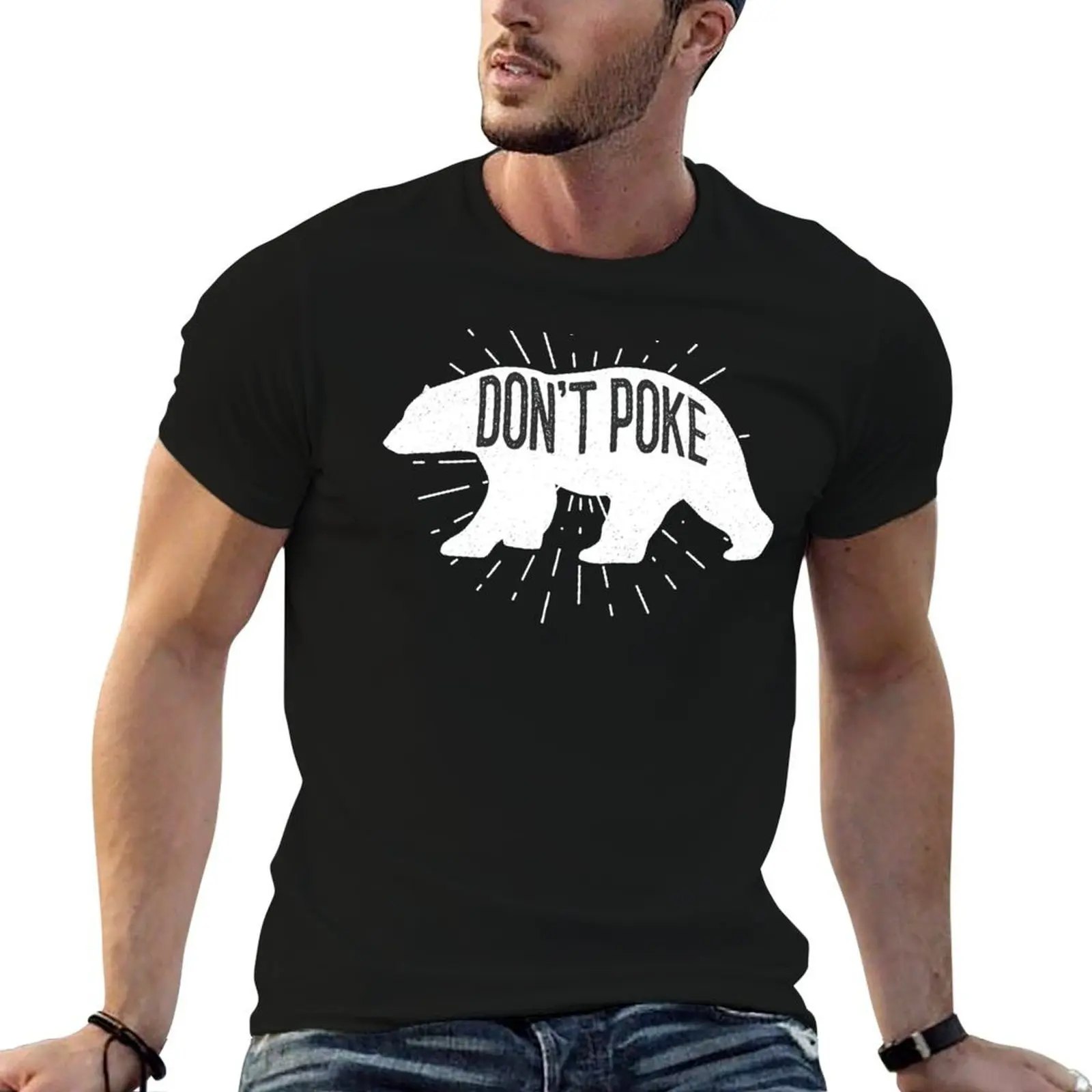 

Don't Poke The Bear - funny distressed illustrated Bear Silhouette T-Shirt man t shirt designer essential t shirt T-Shirt