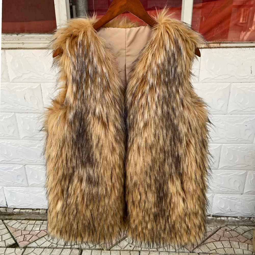 Raccoon Fur Long Faux Fur Vest High Quality New Style Multiple Colors Hot Sale Discount Fashion Warm