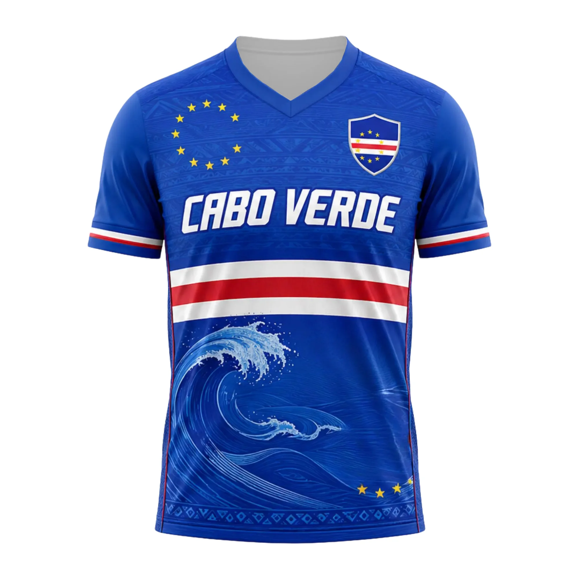 New Modern Sports Ocean Trend Style Cape Verde Soccer Fans Jersey Summer Breathable Casual Streetwear Top for Men Women Kids